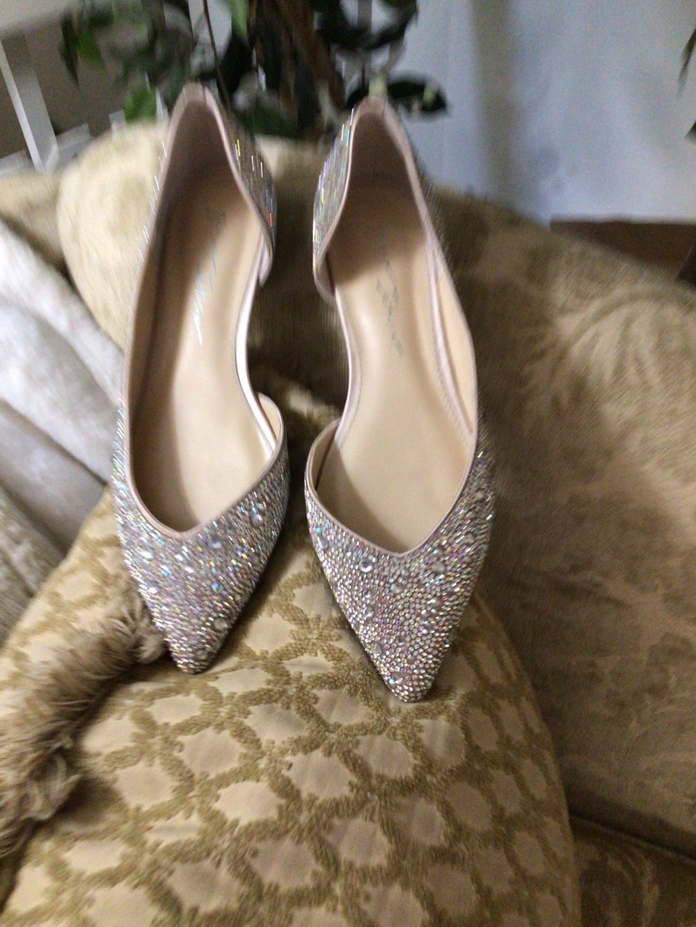 Betsy Johnson Sparkling Crystal Pointed Toe D'Orsay Flats  7.5